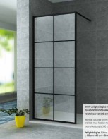 Paroi de douche fixe ALONI - Noir mat à carreaux